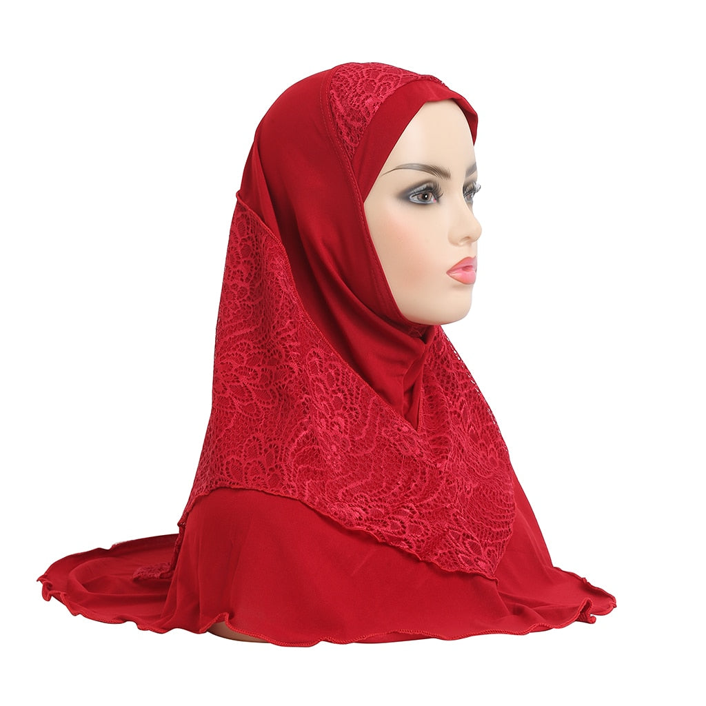 lace pull on Islamic scarf head