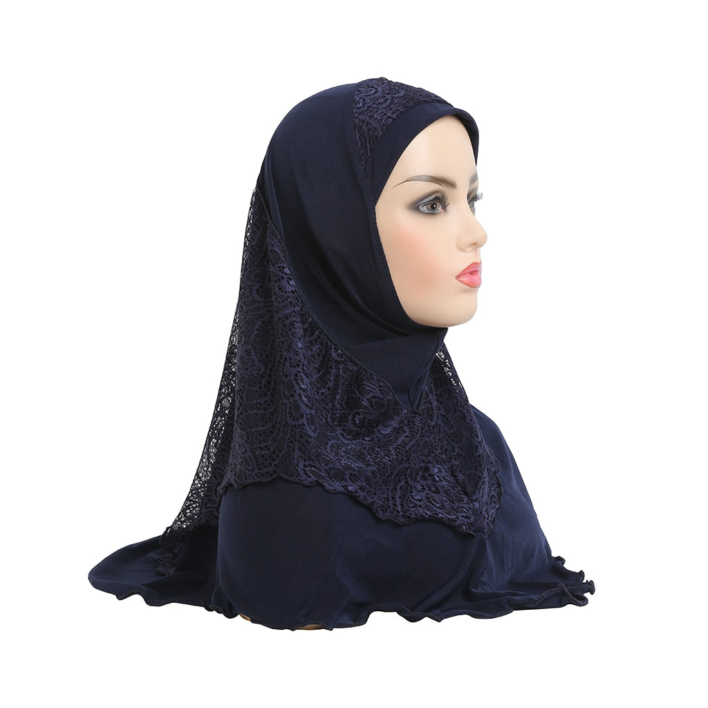 lace pull on Islamic scarf head