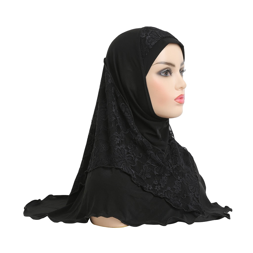 lace pull on Islamic scarf head