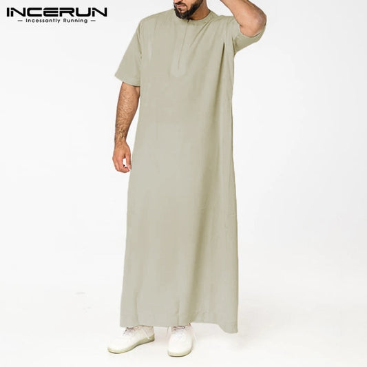 Vintage Short Sleeve O Neck Muslim Arabic Islamic robes