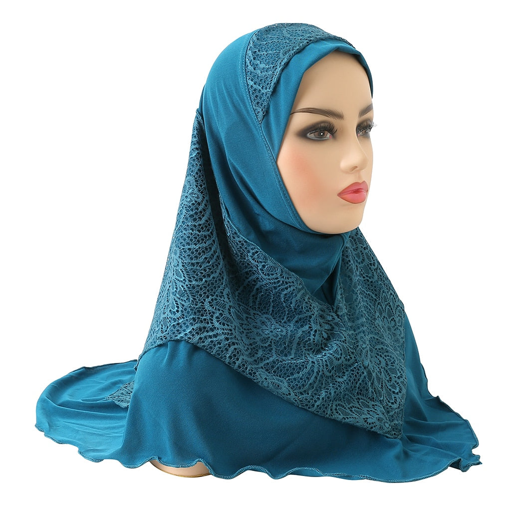 lace pull on Islamic scarf head