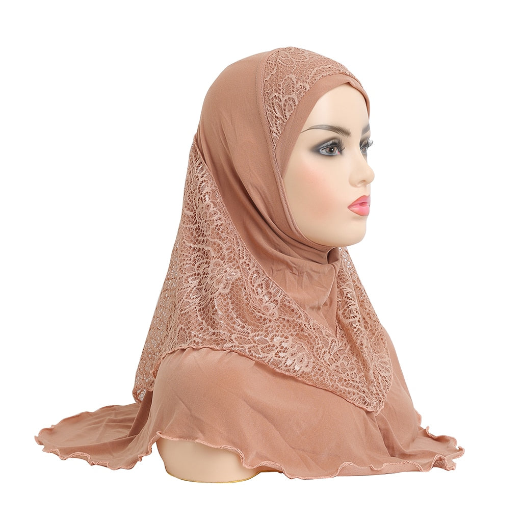 lace pull on Islamic scarf head