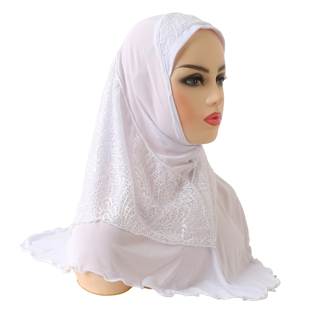 lace pull on Islamic scarf head