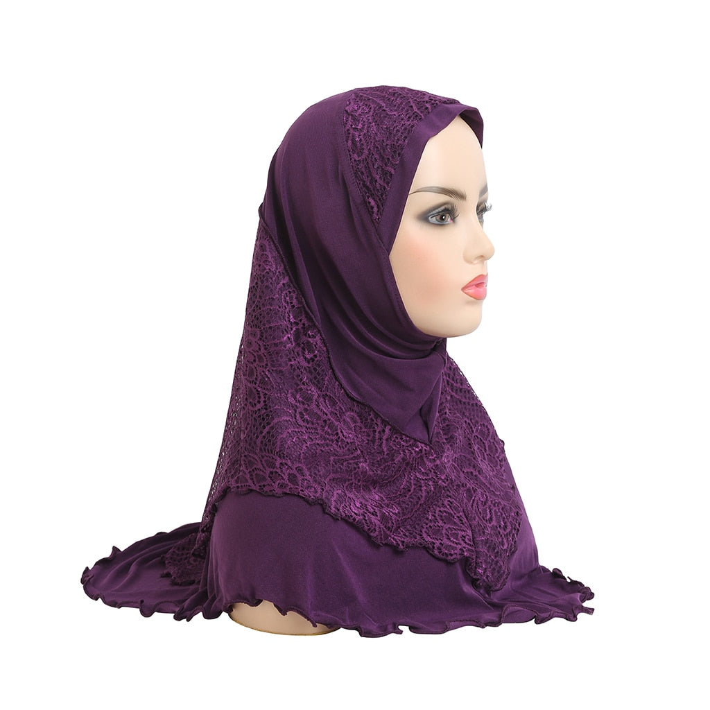 lace pull on Islamic scarf head