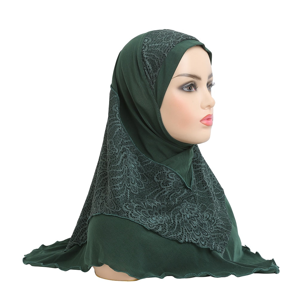 lace pull on Islamic scarf head